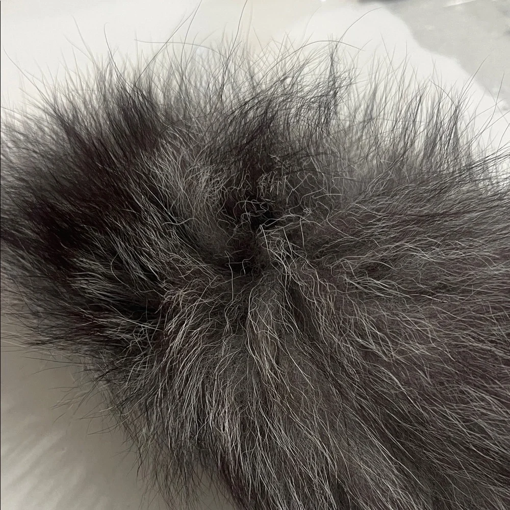 Elegant‎ Gray Fox Fur Keychain Accessory